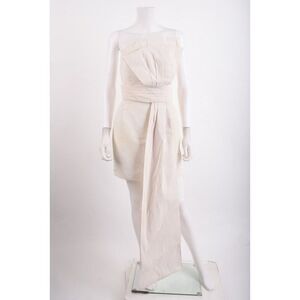 Alexia Maria Womens Estelle Silk Mini Dress Front Drape Bow Sz 4 Ivory Ecru